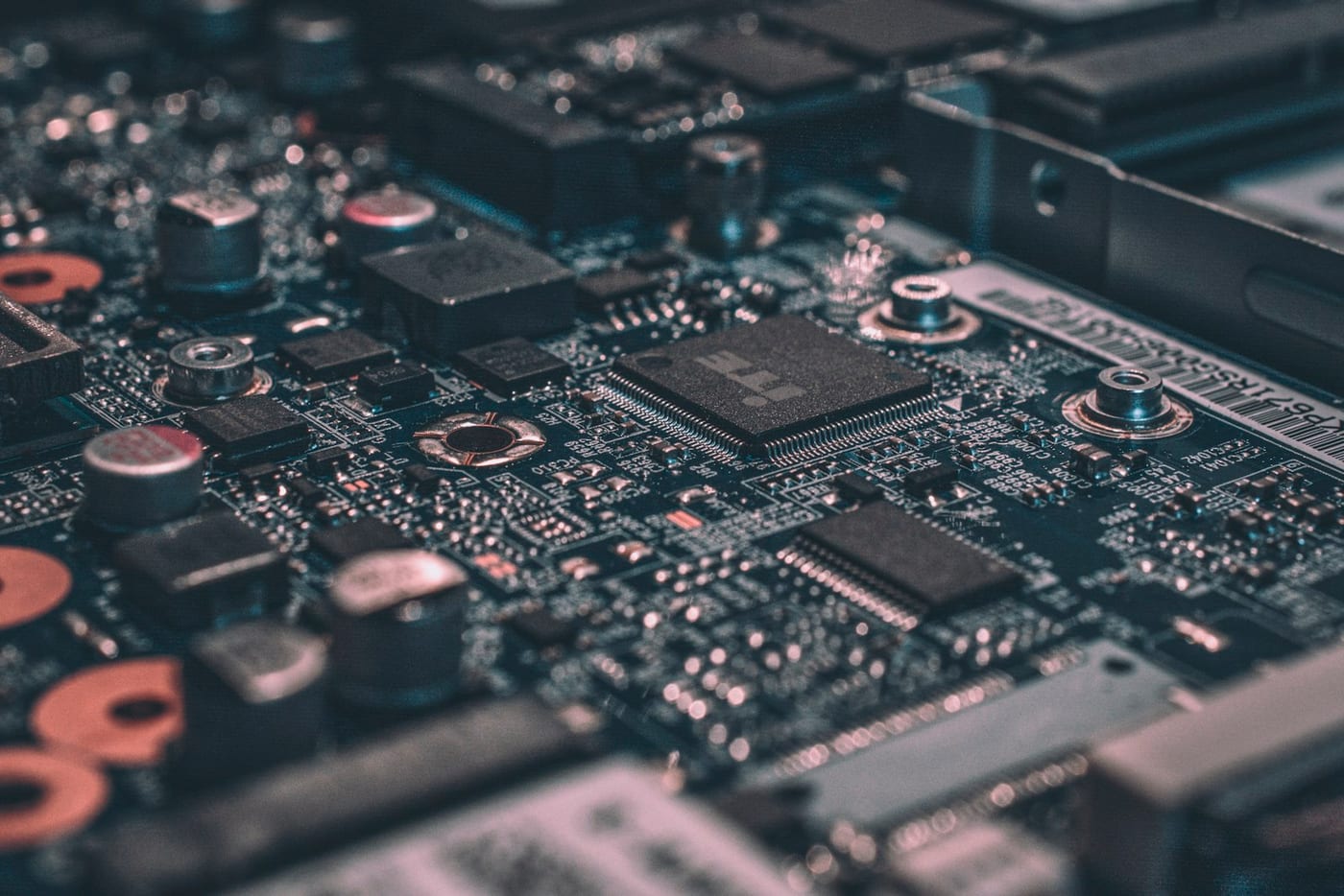 Close-up of a modern circuit board